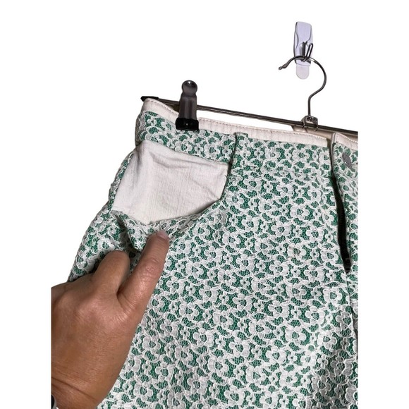 Anthropologie Cartonnier Rose‎ Point Green Floral Lace Overlay Shorts Sz 6 - Picture 9 of 12